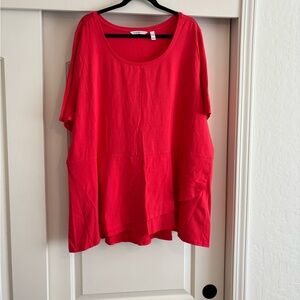 Isaac Mizrahi Vibrant Red Short Sleeve Top